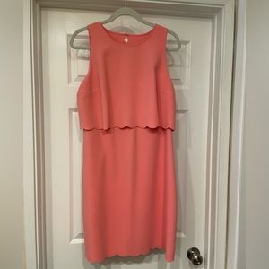 EUC Loft salmon pink split back dress